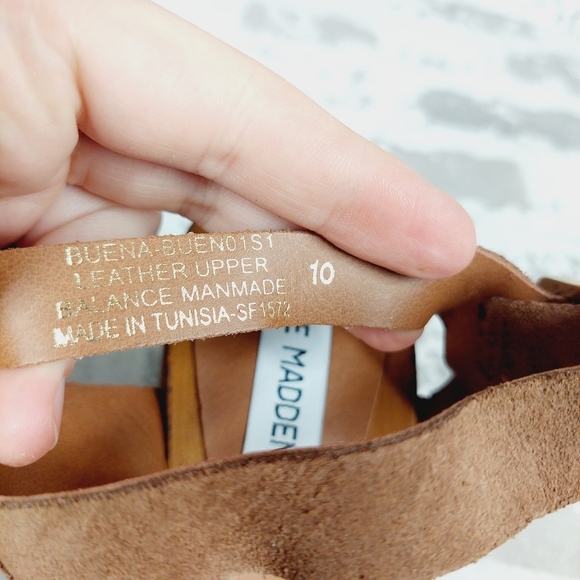 New Steve Madden Alabama Platform Suede Brown Strap Wooden Studded Sandals F527 - Picture 10 of 12